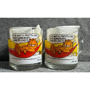 Vintage 1978 Garfield McDonald’s Glass Mug “It’s Not a Pretty Life” Jim Davis-2